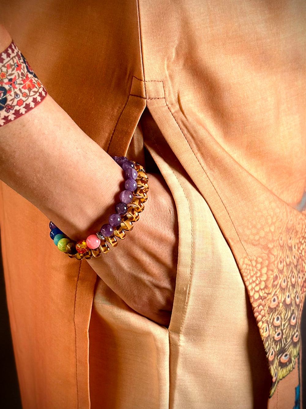 Aura Kalamkari Overlap V Neck Kurti