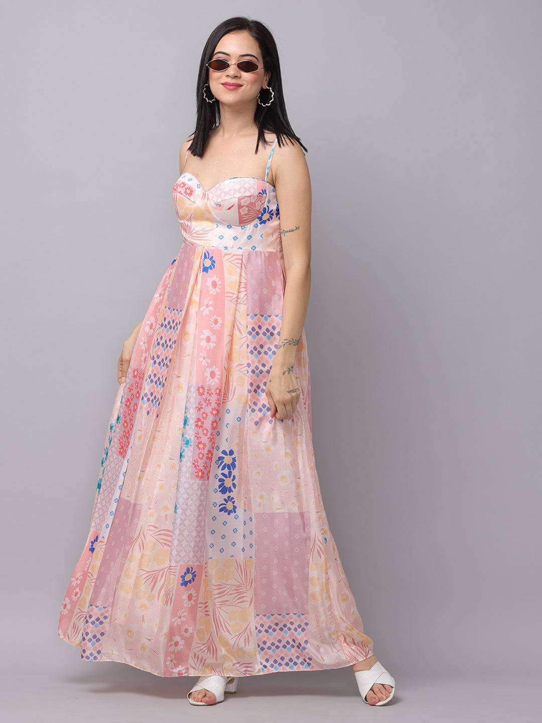 Serene Sunrise Corset Dress flowing design