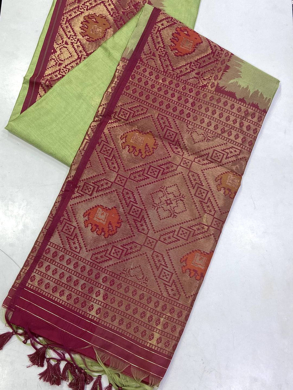 Regal Pista Silk Zari Weaving Saree