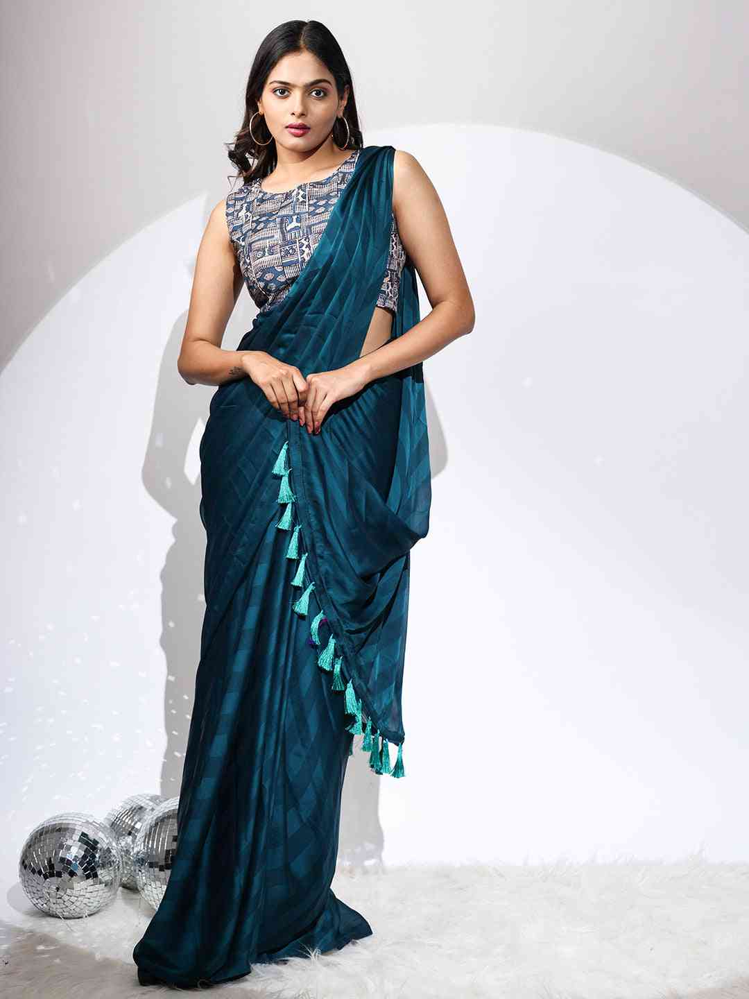 Pure Chiffon Dual Tone Designer Saree 