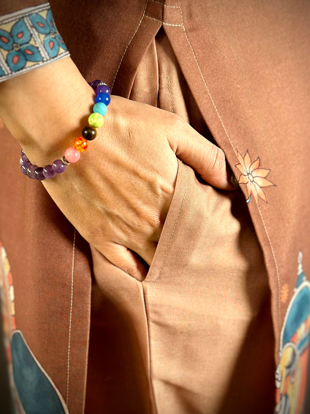 Heritage Kalamkari V Collar Kurti