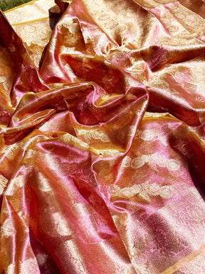 Rust Radiant Dual Tone Tissue Silk Saree