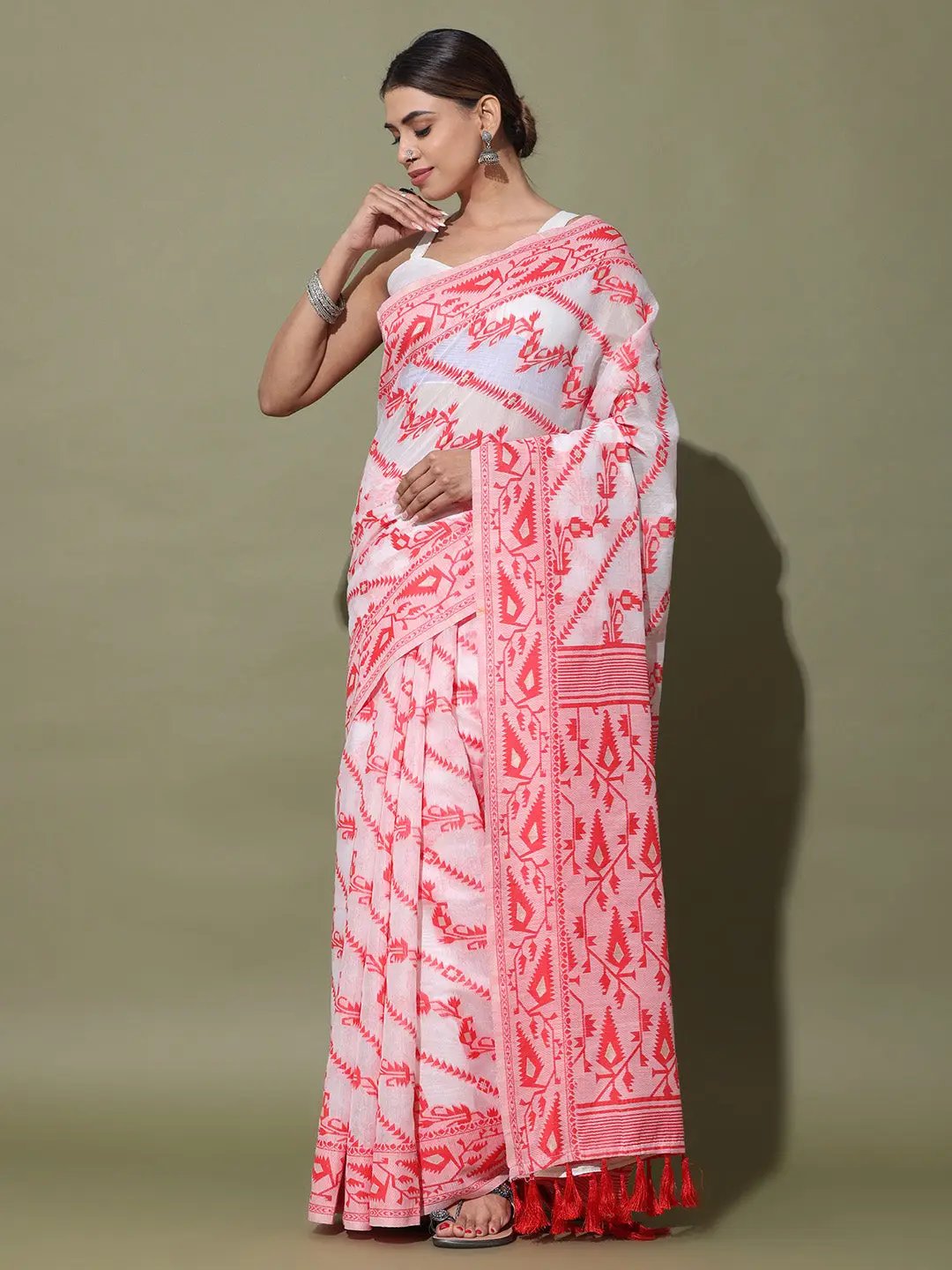  Dhakai Jamdani Cotton Silk Saree