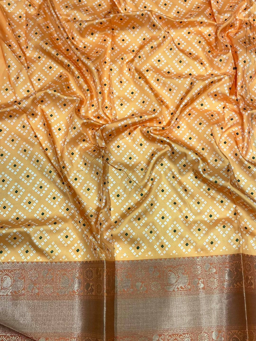 Red Bandhej Printed Banarasi Saree