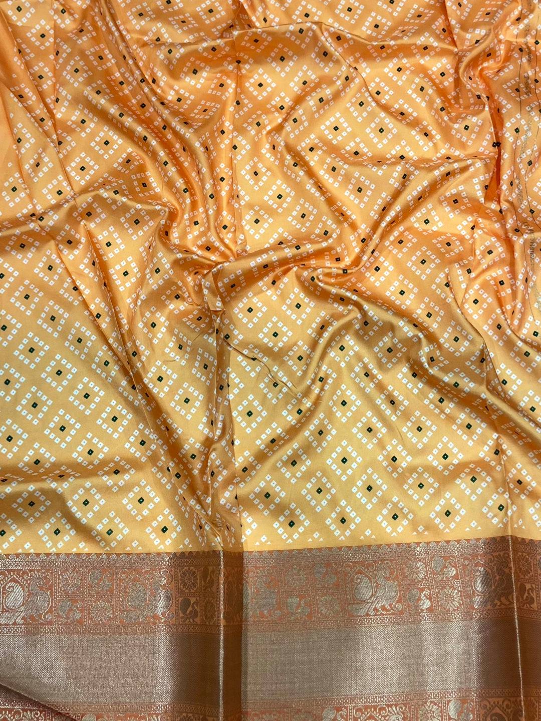 Red Bandhej Printed Banarasi Saree