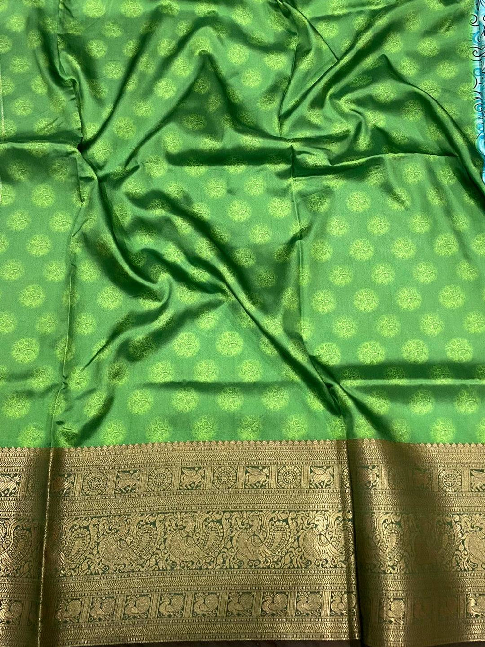 Aqua Banarasi Silk Kalamkari Saree