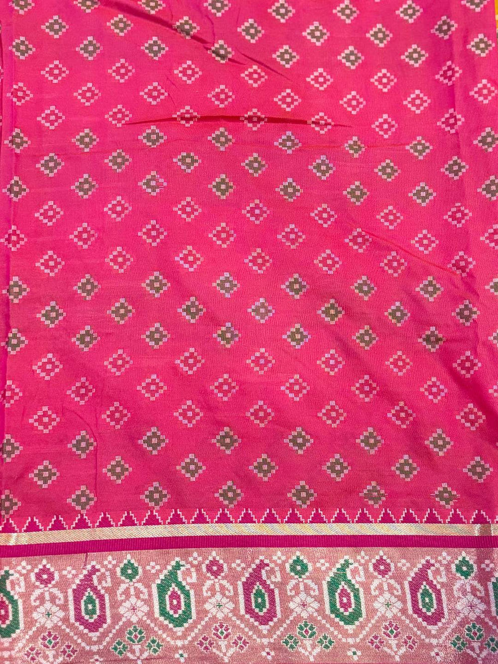 Yellow Soft Silk Saree With Patola Weaving