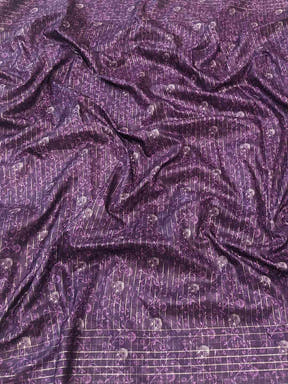 Rich purple fabric with intricate patterns for Kalamkari saree.