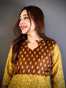 Radiant Soft Dola Silk Crew Neck Kurti