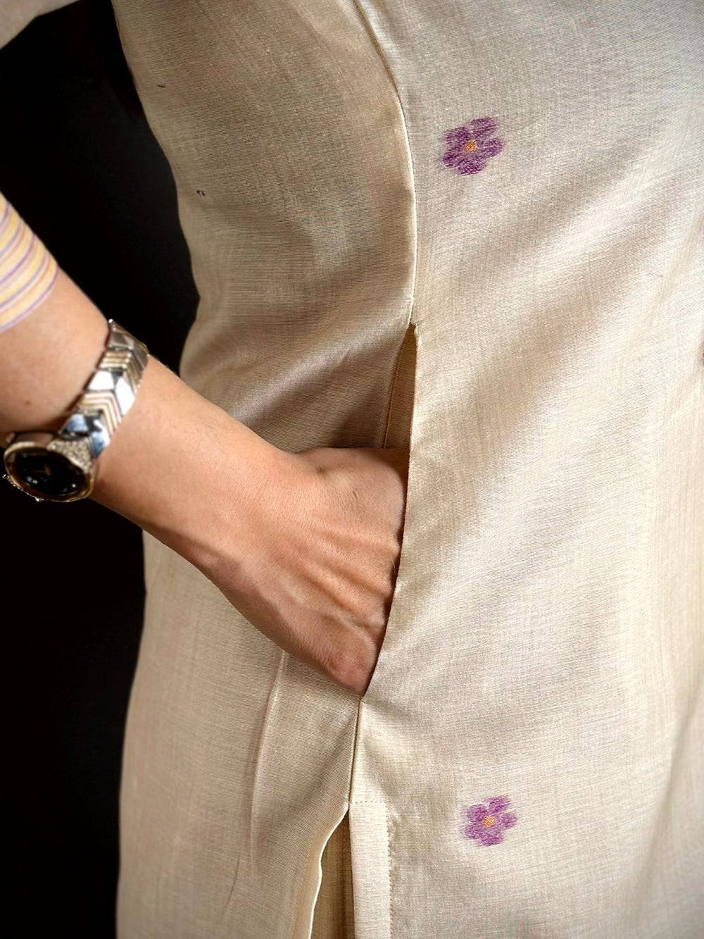 Cream Grace Woven Floral Dress

