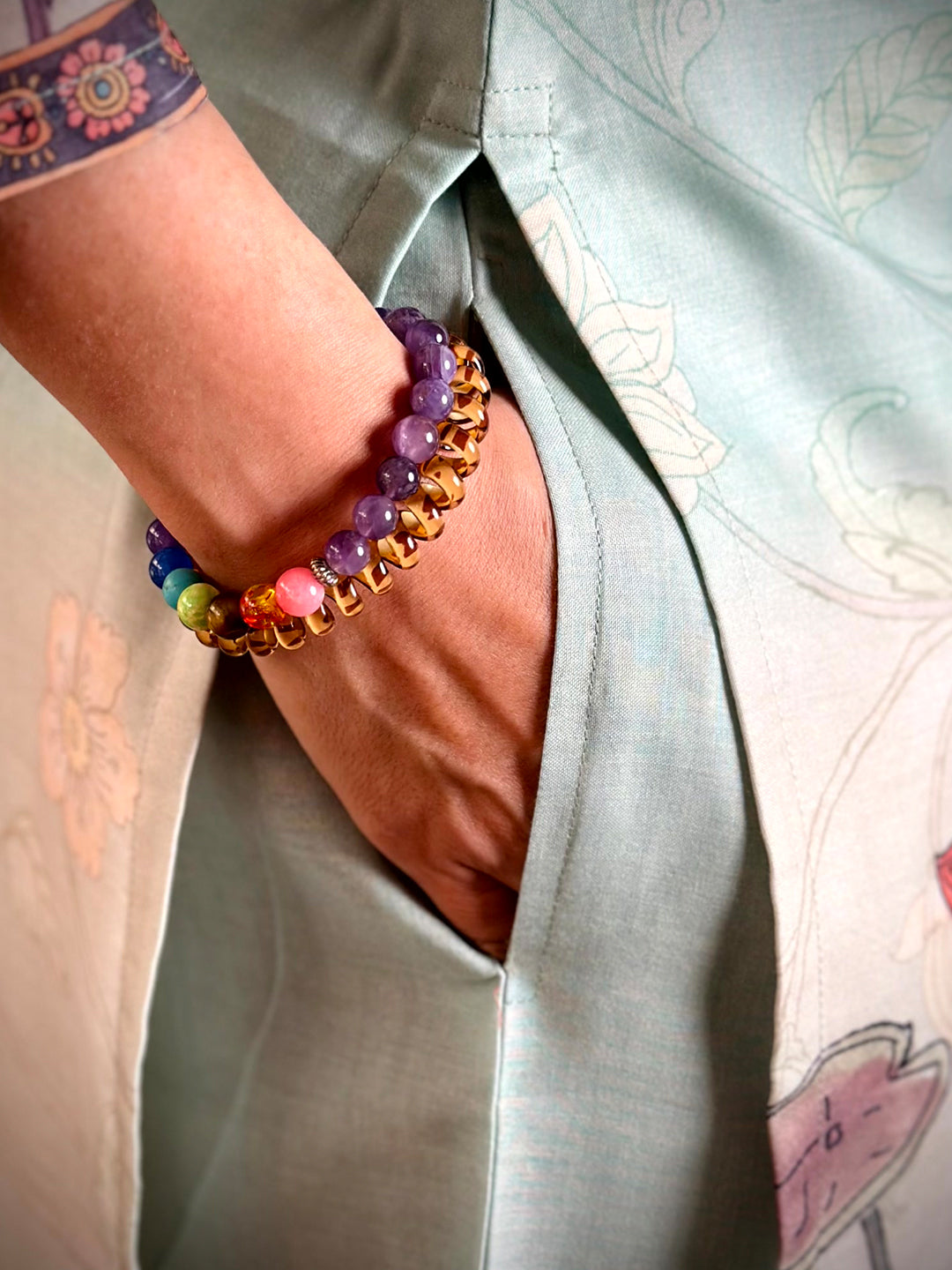 Mul Cotton Kalamkari V Neck Kurti