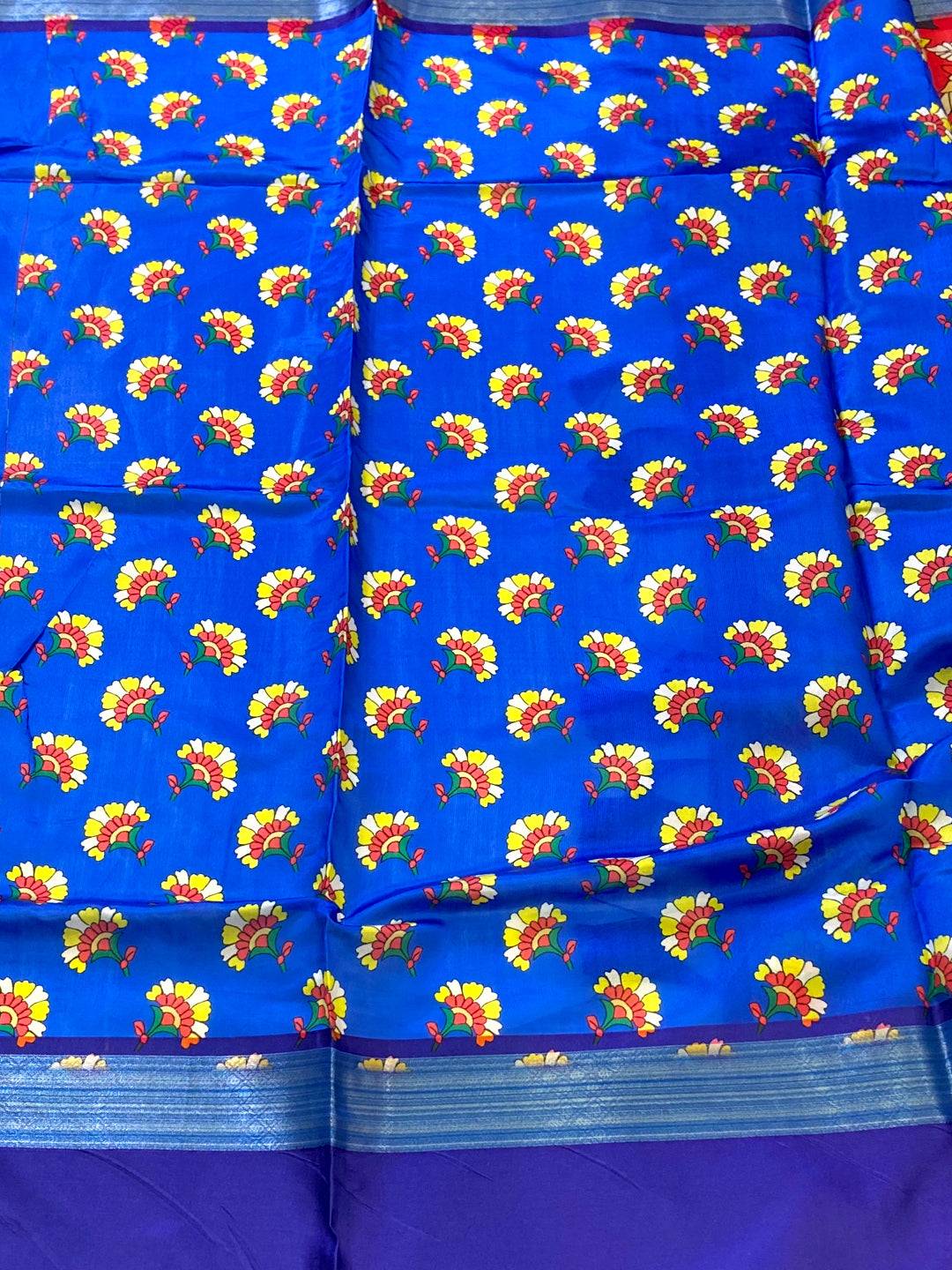 Red Banarasi Silk Peacock Floral Saree