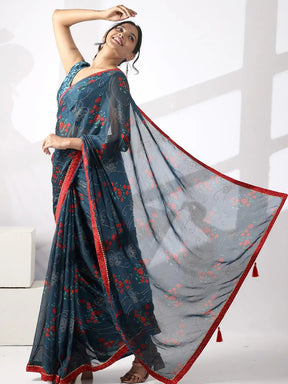 Soft Georgette Designer Saree Multi Colored Party Wear