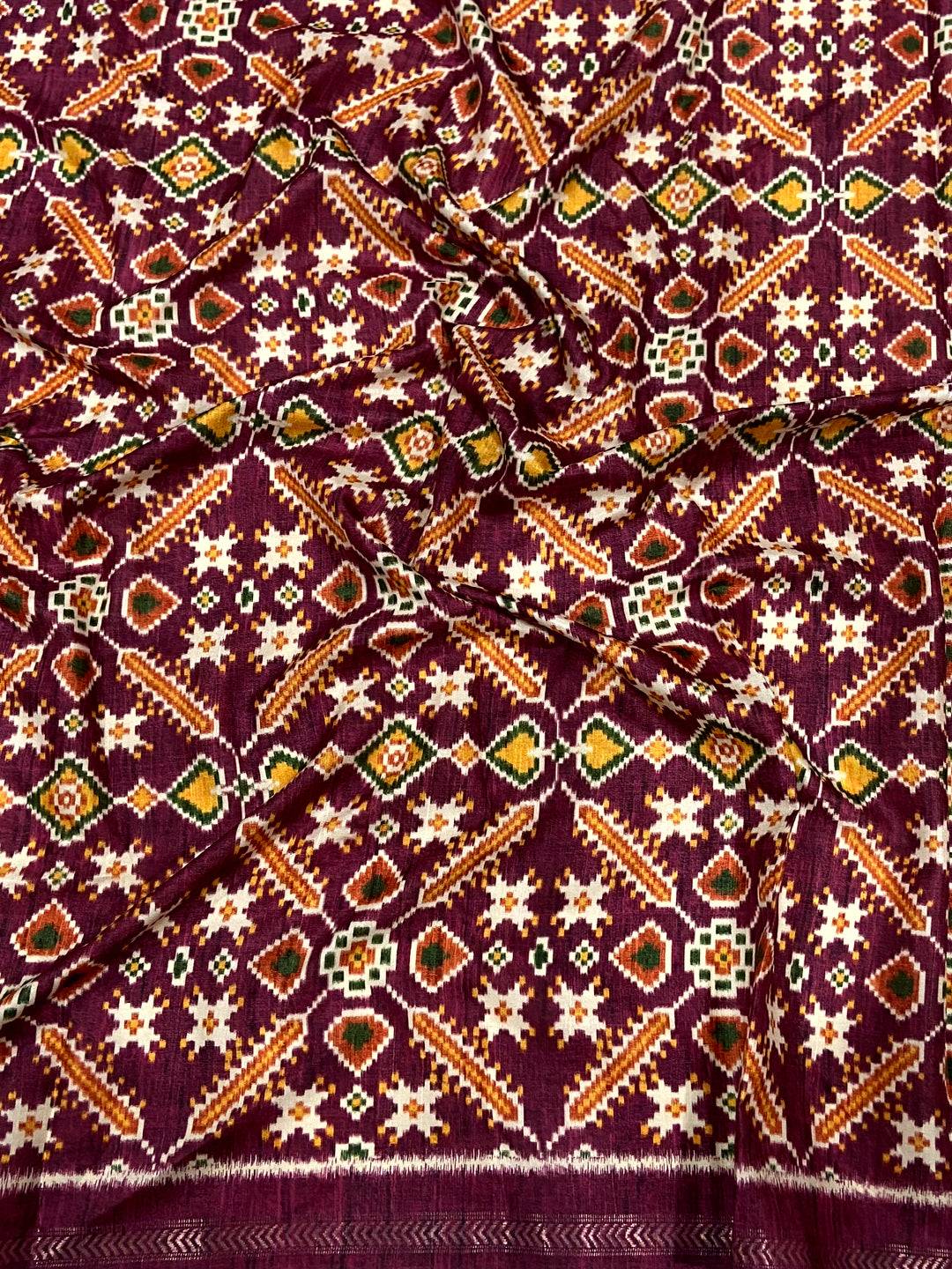 Light Peach Tussar Silk Kalamkari Printed Saree

