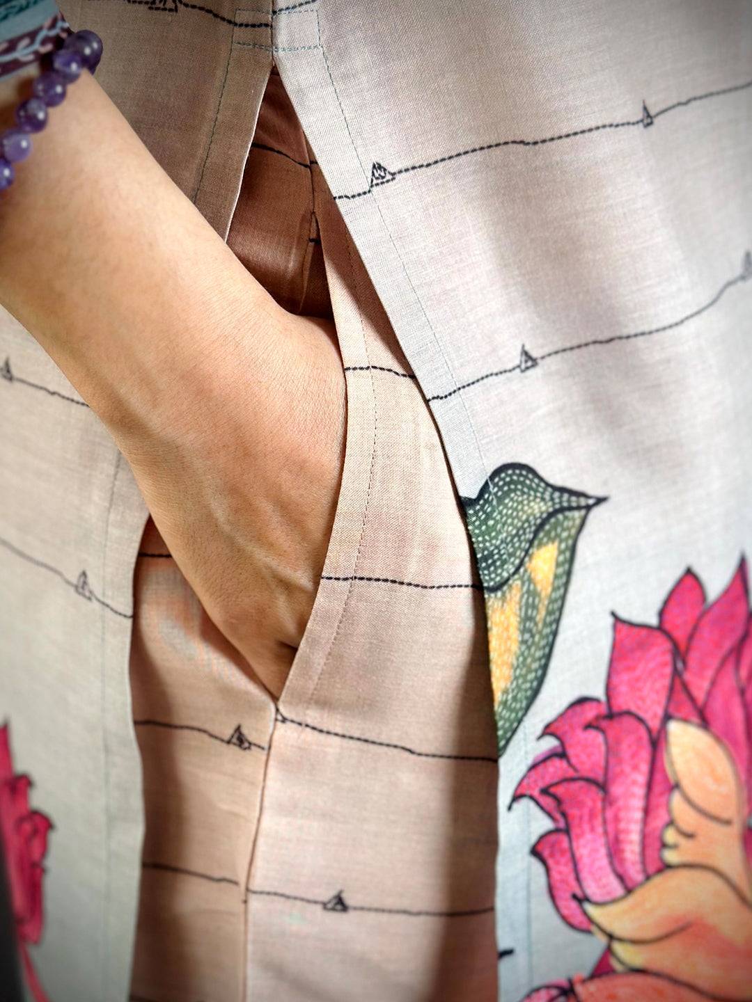 Elegant Kantha Work Mul Cotton Kurti