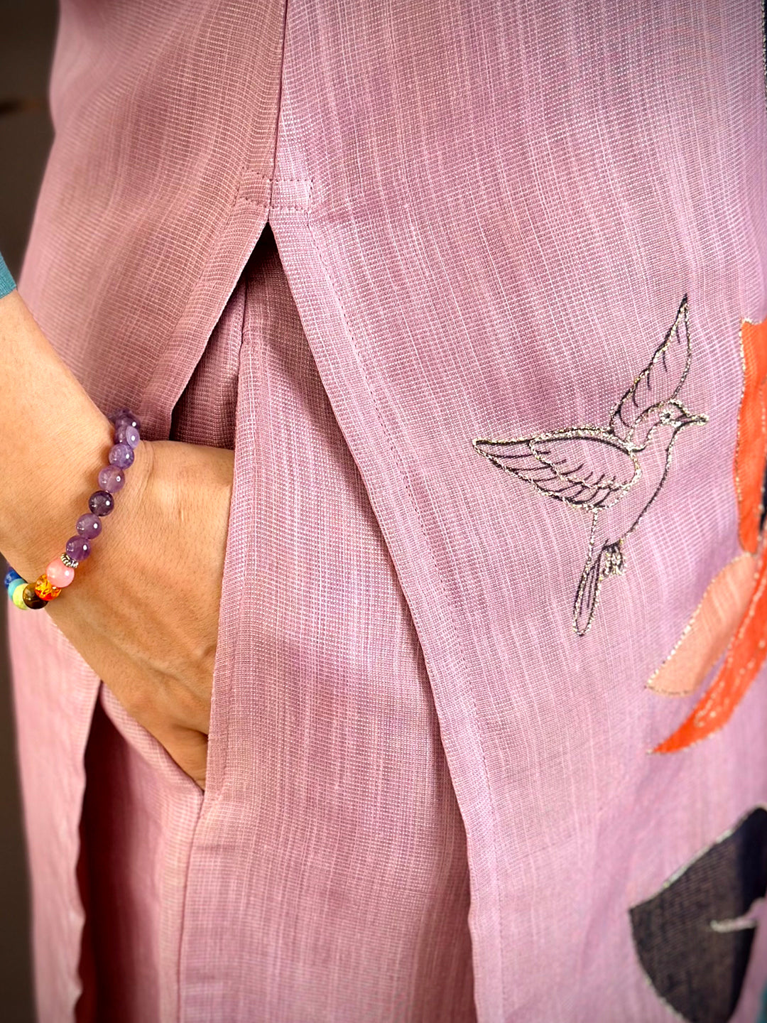 Vibrant Cotton Zari Ari Work Kurti