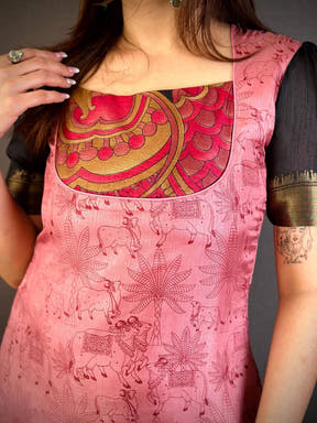 Graceful Round Neck Kota Doriya Kurti