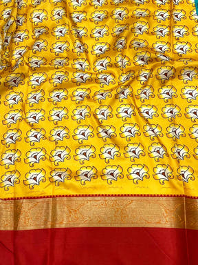 Vibrant Teal Banarasi Kalamkari Silk Saree