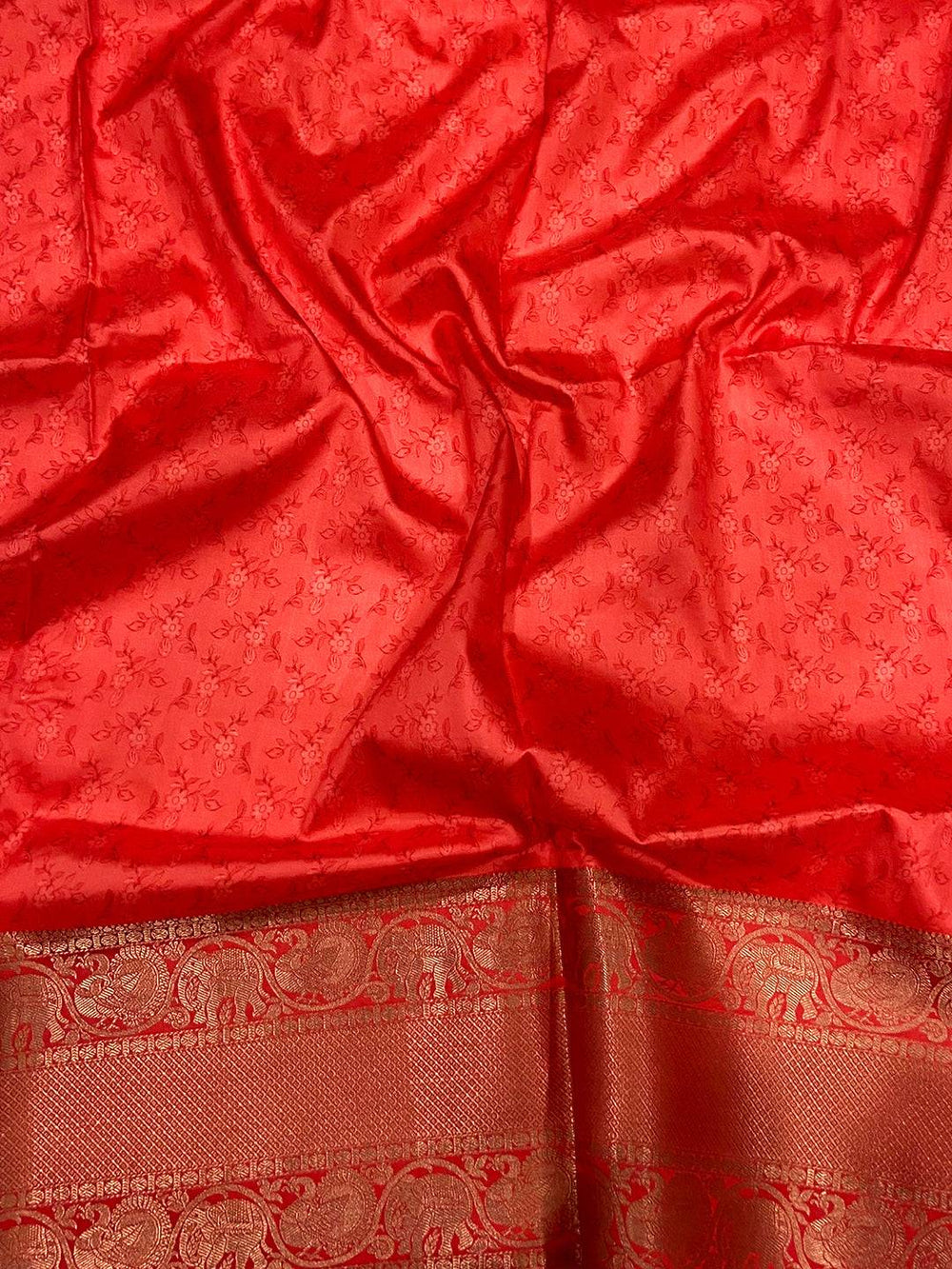 Peach Floral Printed Banarasi Saree