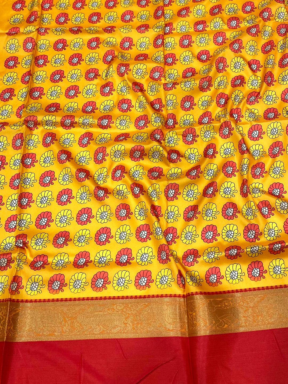 Deep Red Banarasi Kalamkari Silk Saree