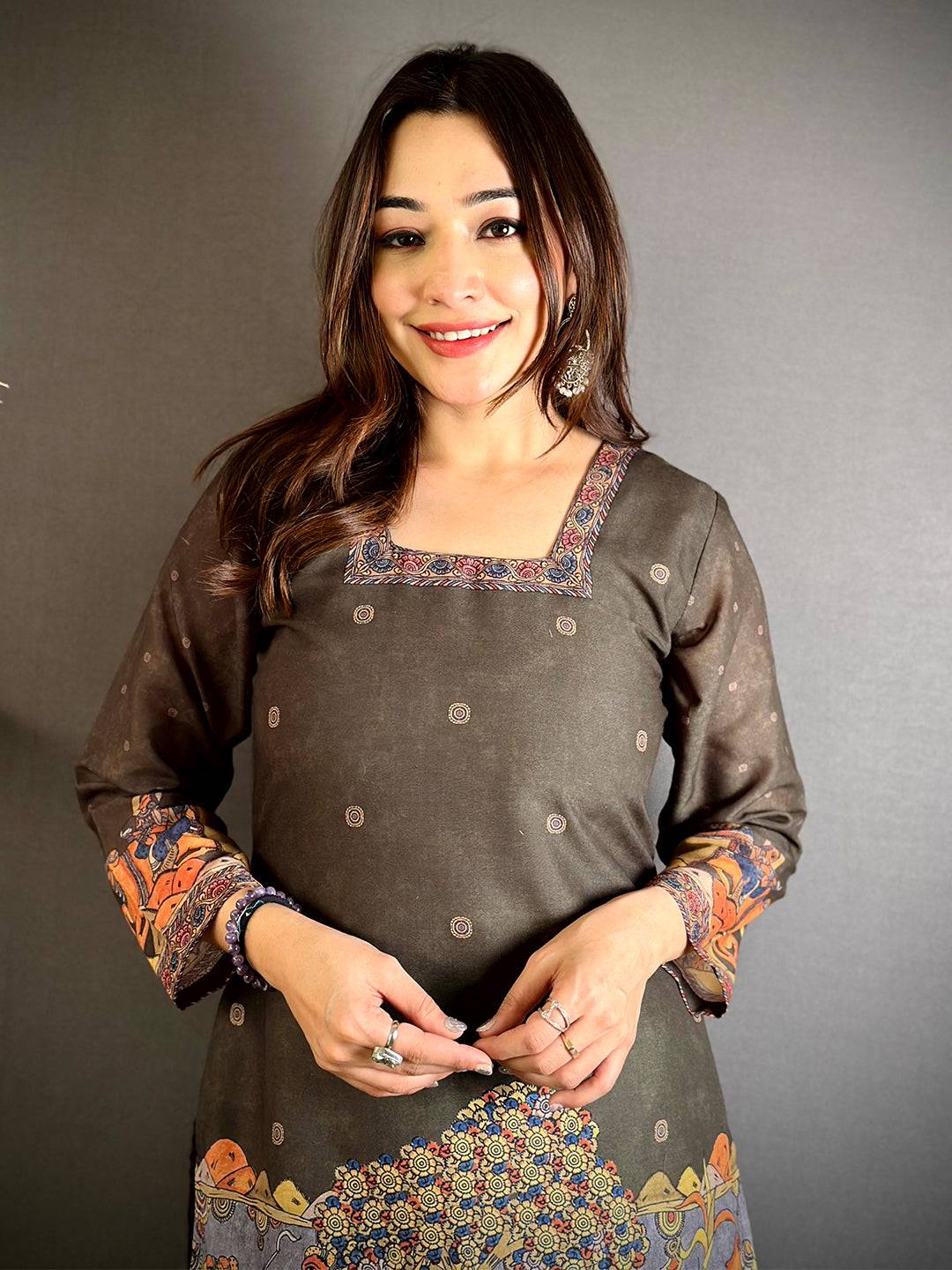 Kalamkari Square Neck Mul Kurti


