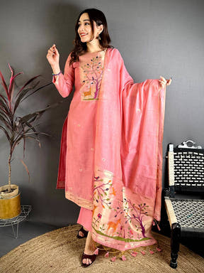 Peach Radiance Handwork Suit Set