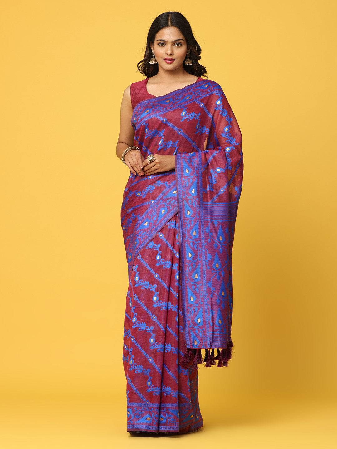  Dhakai Jamdani Cotton Silk Saree