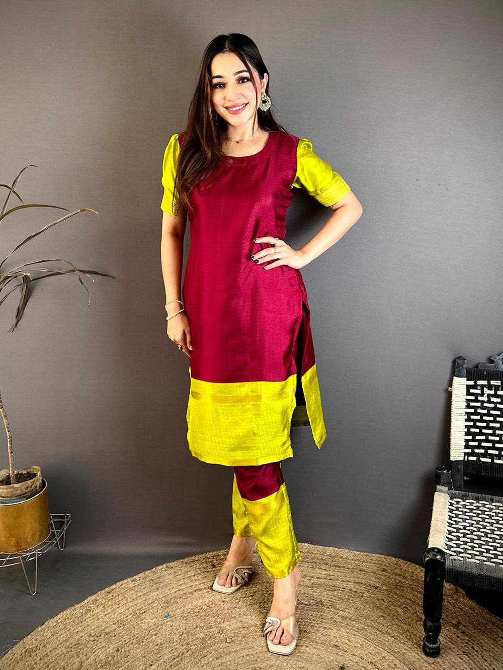 Radiant Wine Soft Kota Crepe Kurti