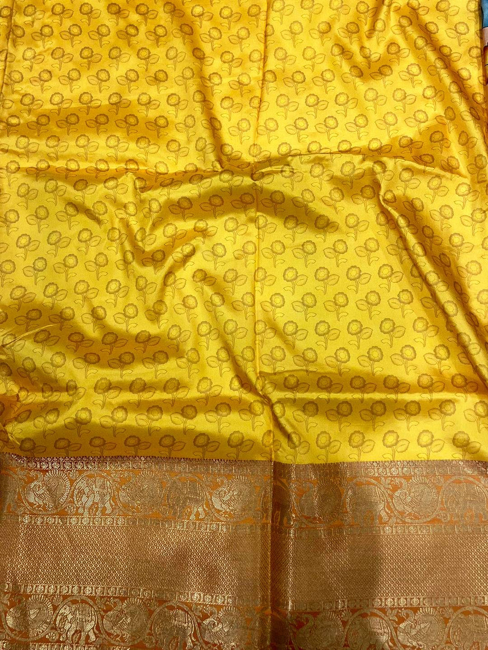 Coffee Brown Kalamkari Digital Prints Saree