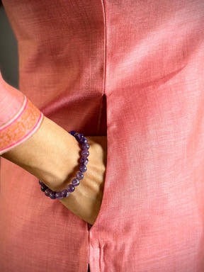 Salmon Pink Floral Cotton Dress

