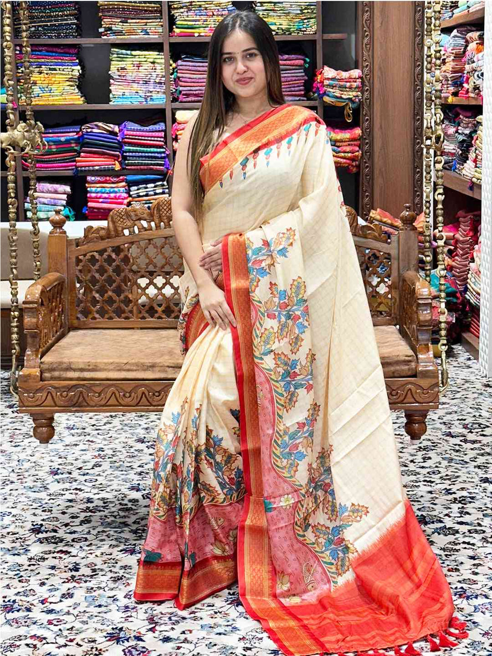 Stylish Uppada silk saree featuring Kalamkari digital print