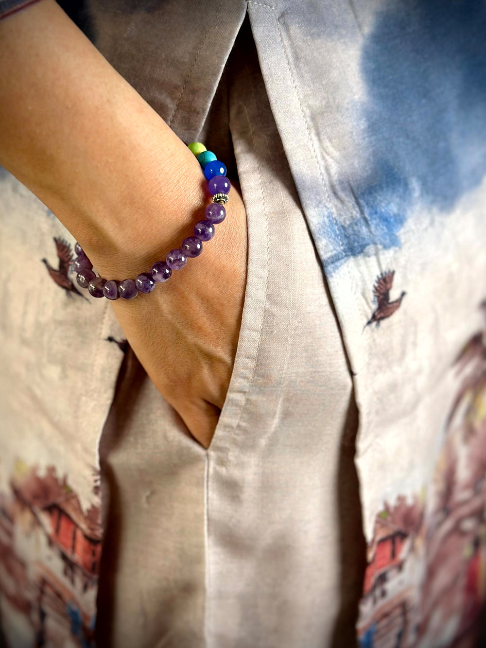 Elegant Art Print Collar Neck Kurti