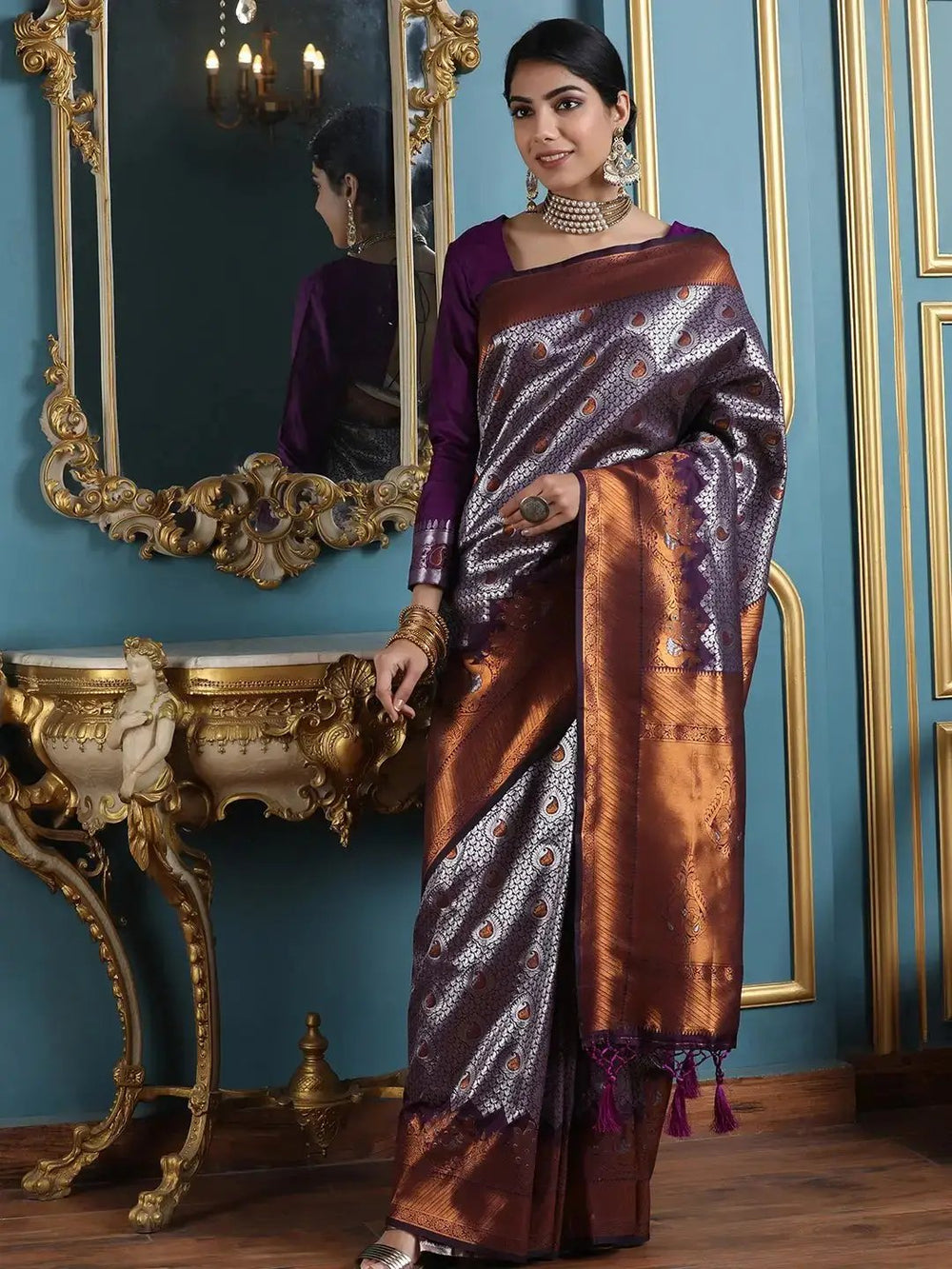 Bollywood Kanjivaram Silk Saree With Zari Work