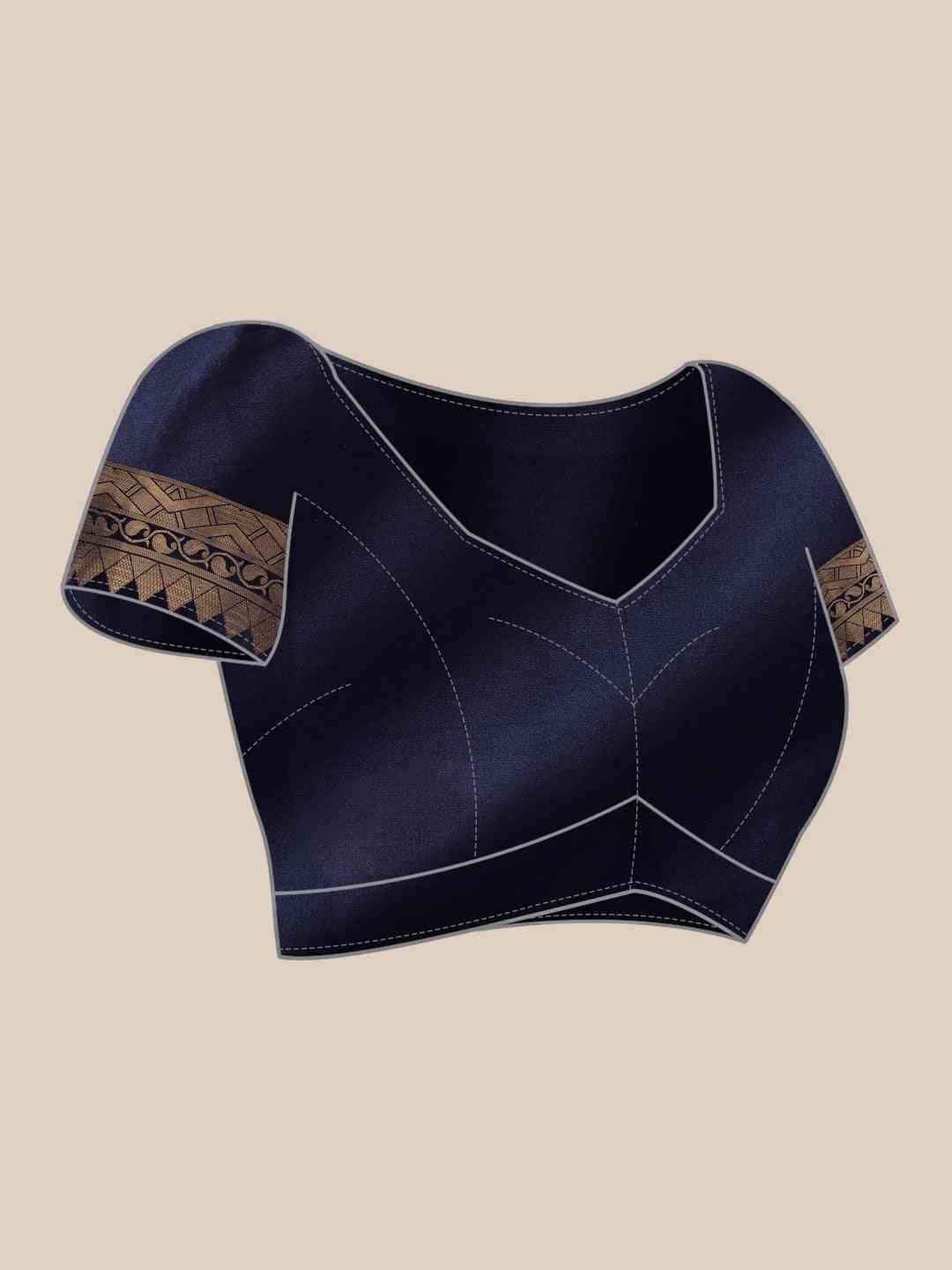 Trendy Dark Blue Banarasi Saree 