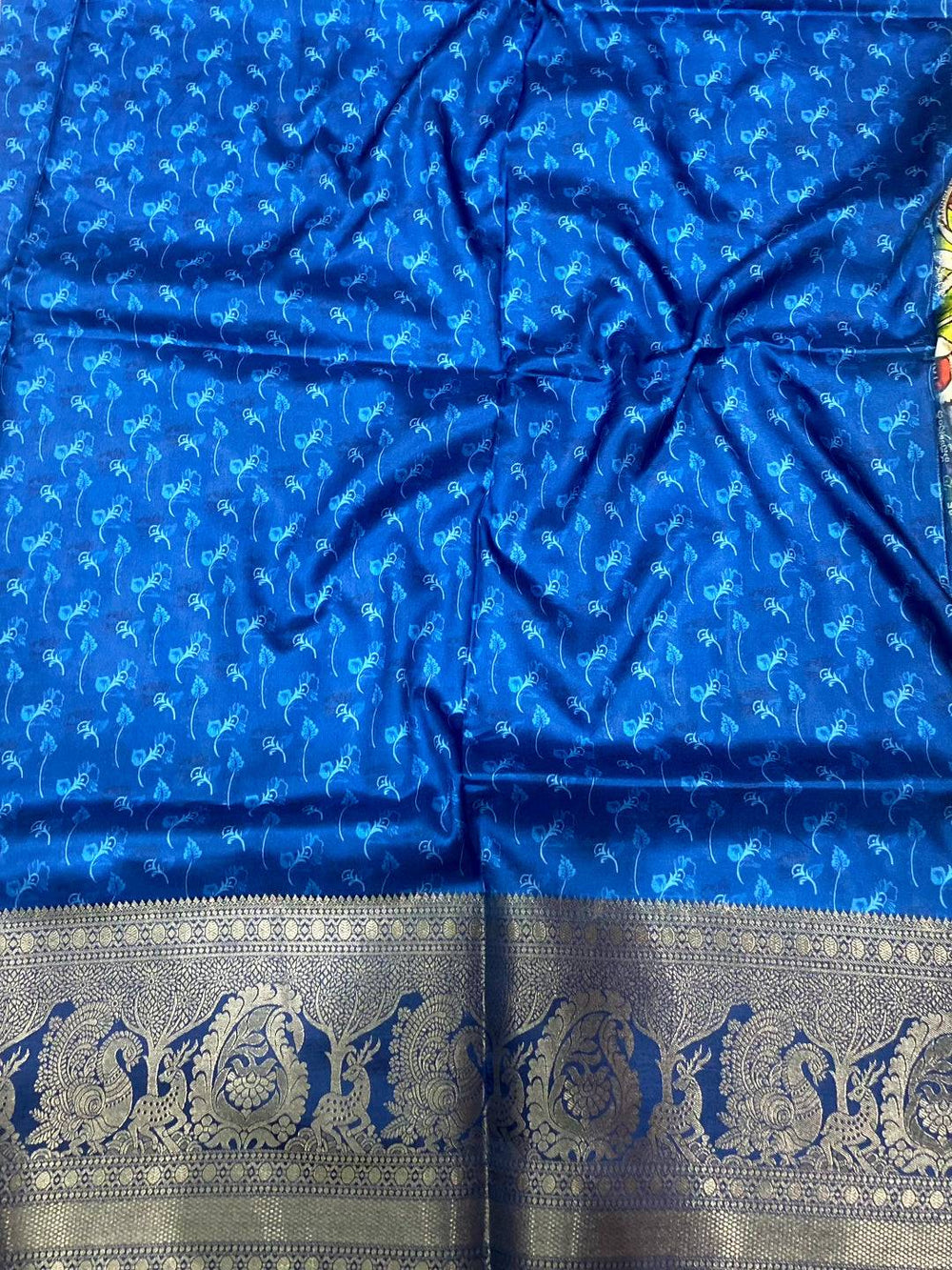 Lime Green Kalamkari Digital Prints Saree