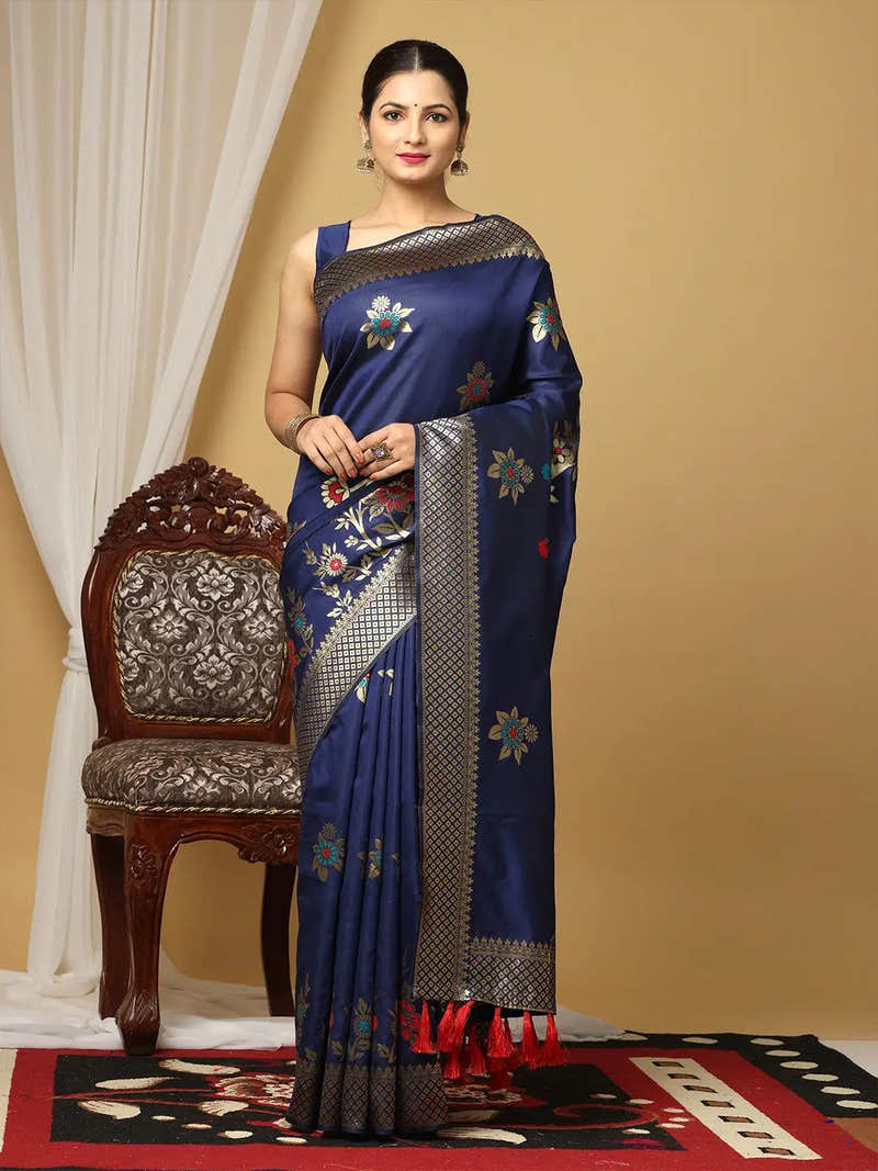 Banarasi Katan Silk Zari Design Festive Wear Saree