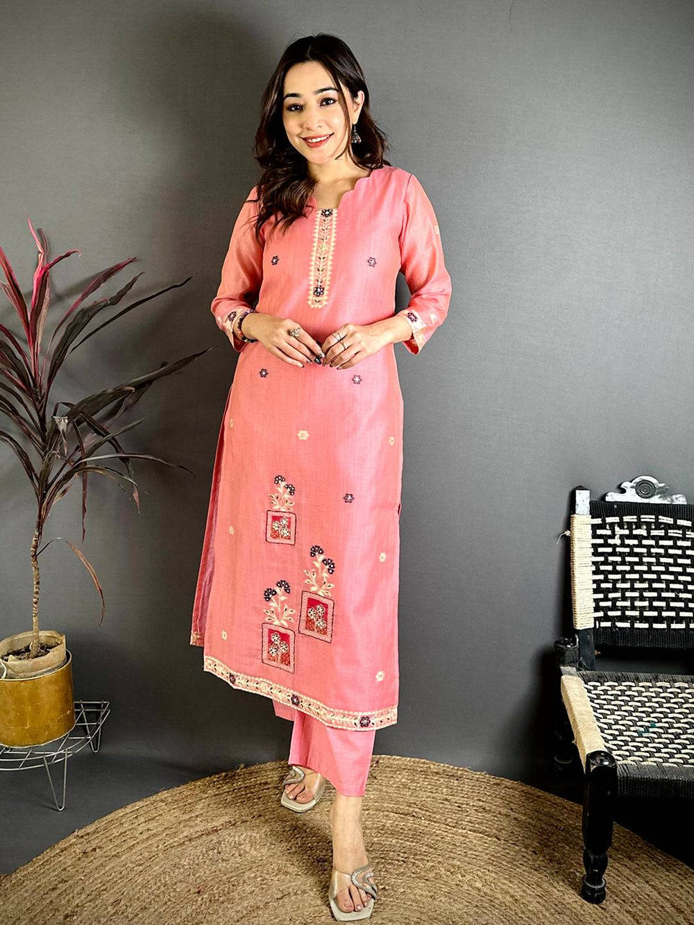 Rose Bloom Mul Cotton Suit Set