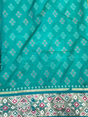 Green Pochampally Patola Soft Silk Saree