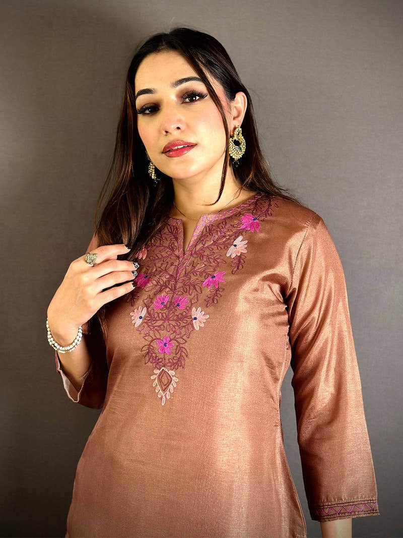 Stylish Manipuri Crew Neck Kurti