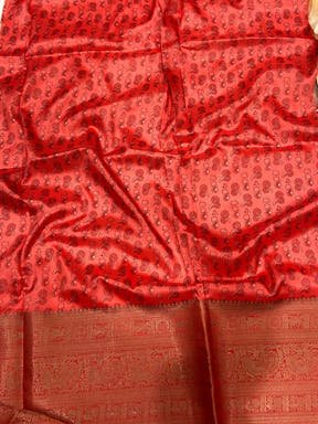 Ethereal Beige Banarasi Silk Kalamkari Saree


