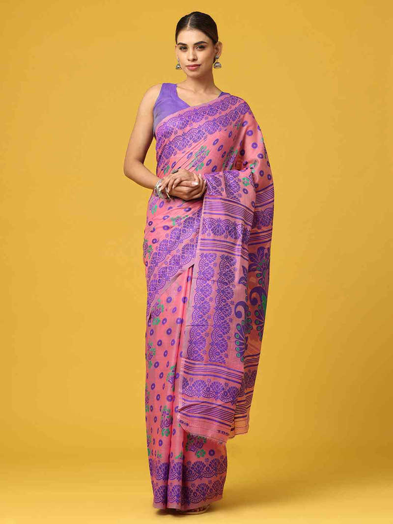 Purple Light Weight Dhakai Jamdani Saree