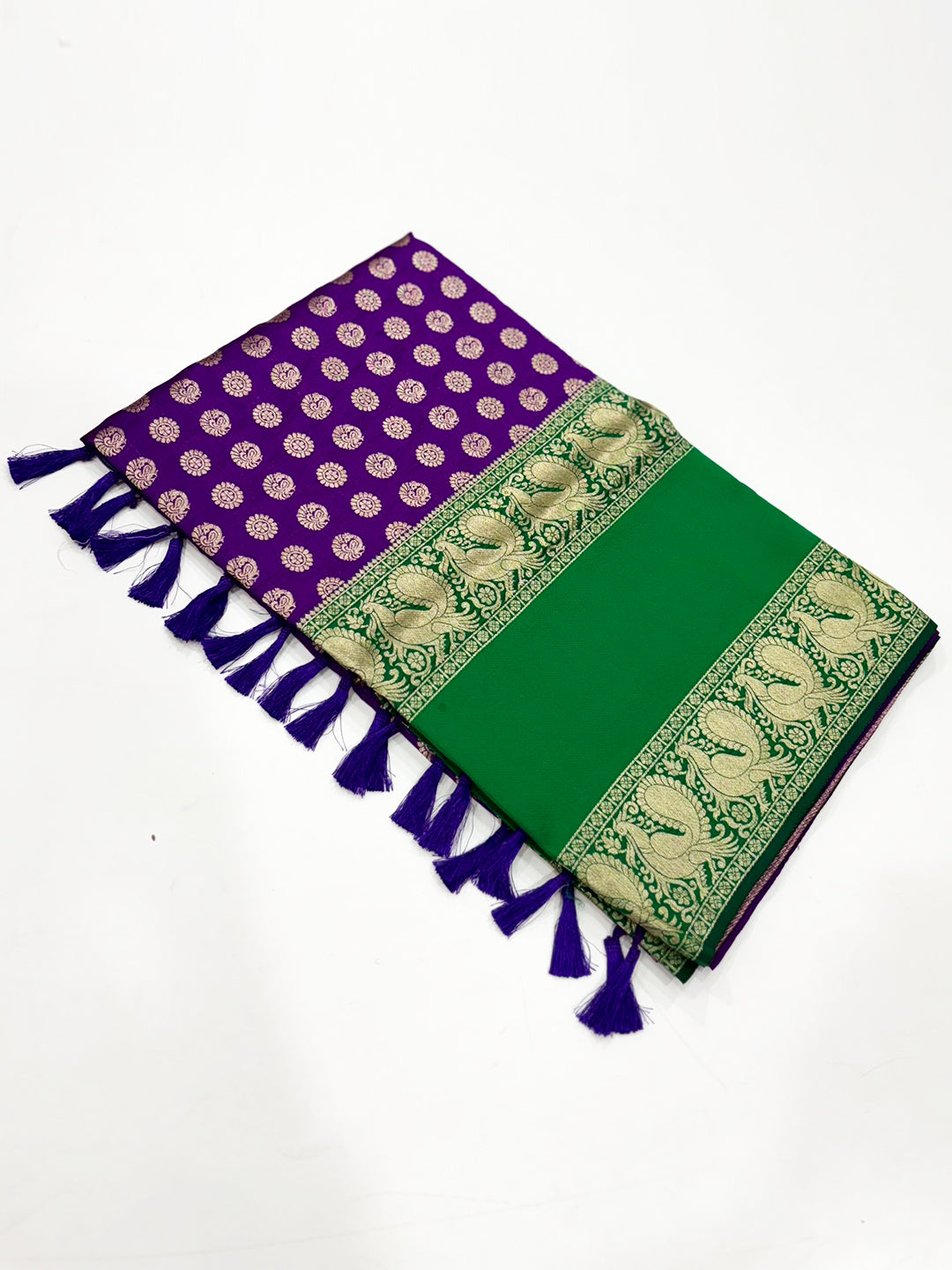 Purple Banarasi Silver Buttas Zari Weaving Saree