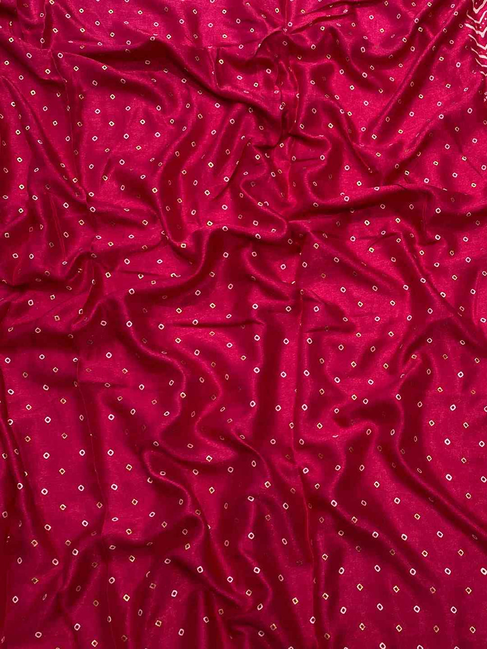 Close-up of Manipuri Silk Saree fabric with foil print
