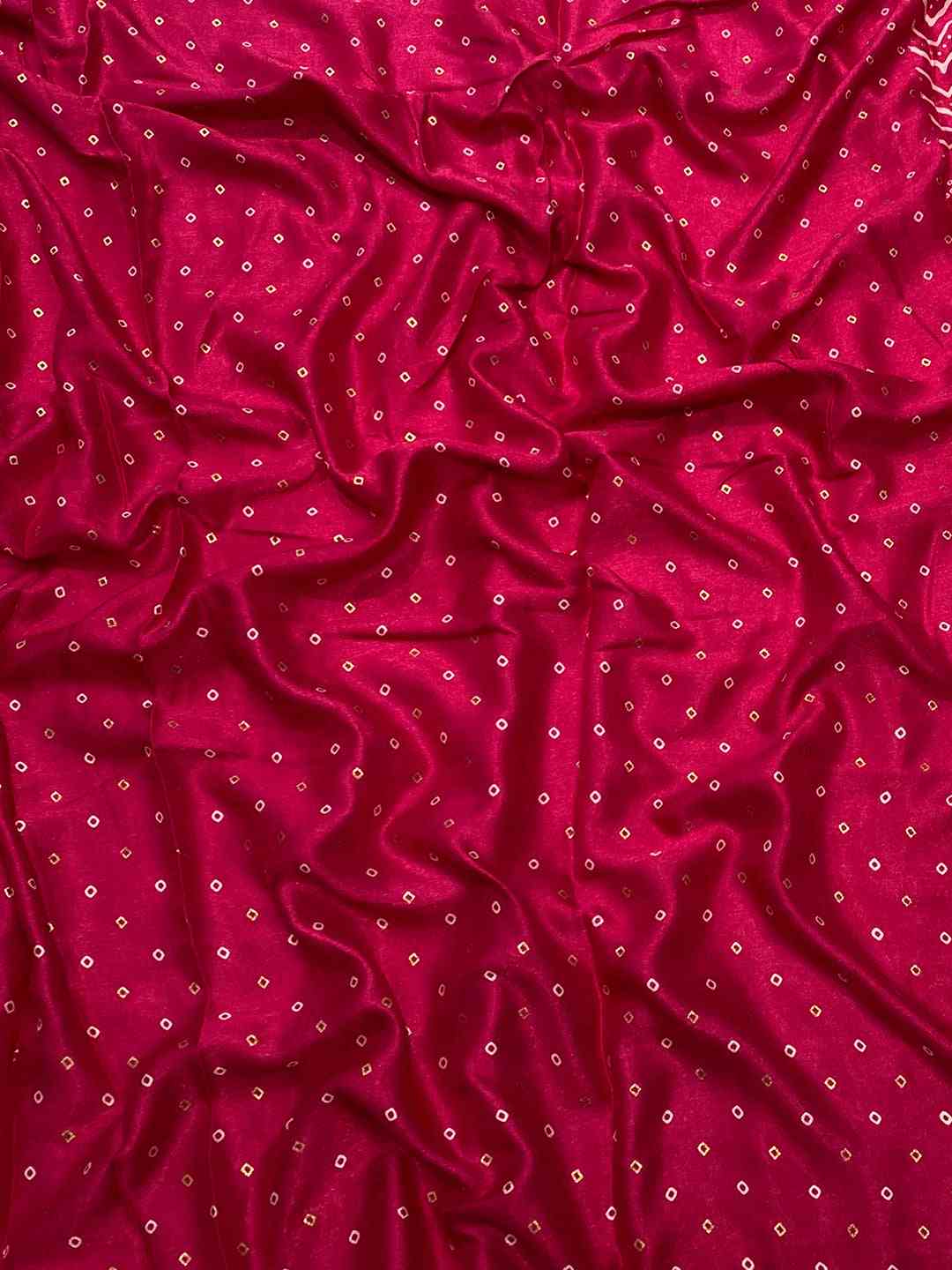 Close-up of Manipuri Silk Saree fabric with foil print