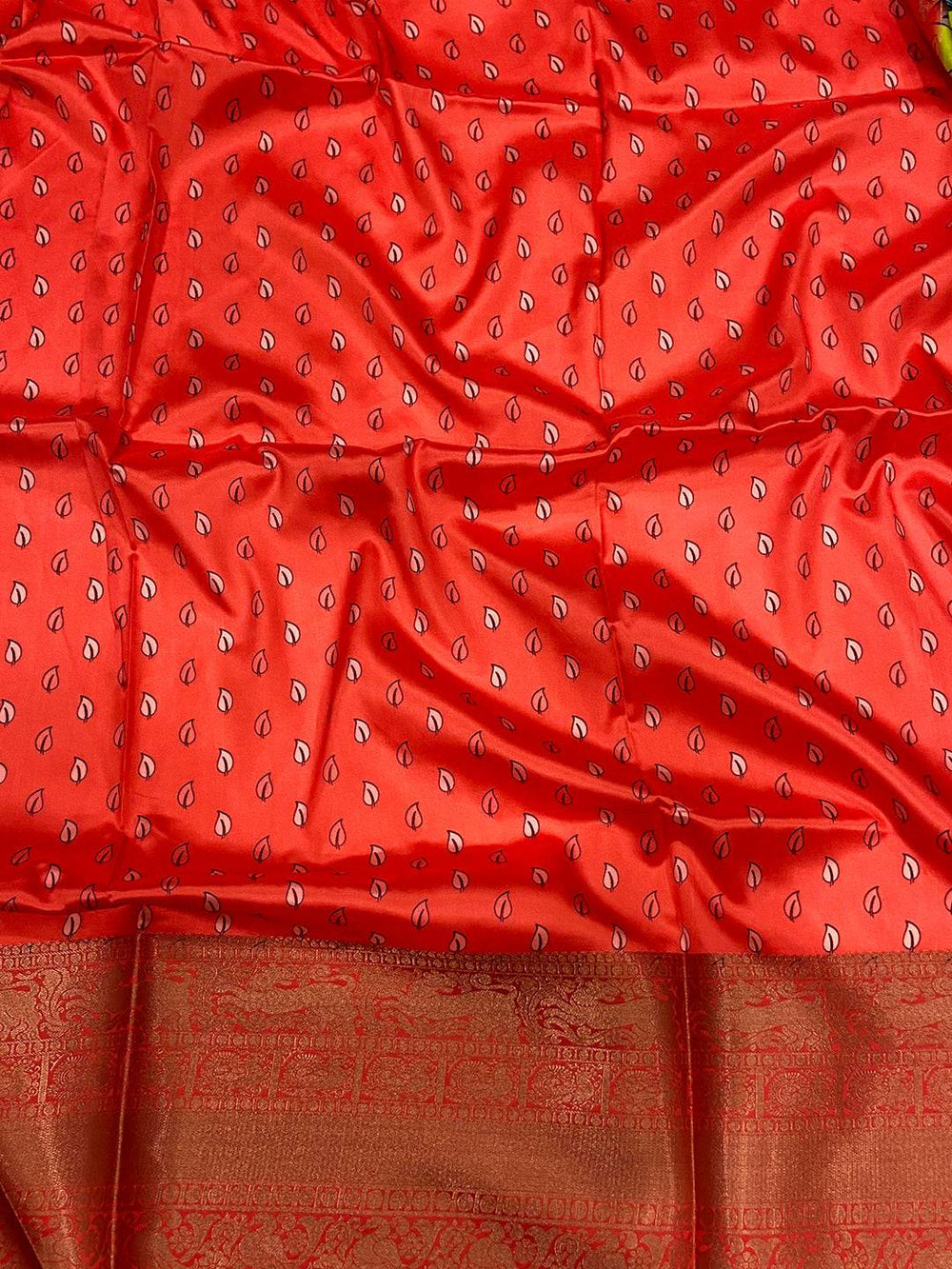 Majestic Green Kalamkari Digital Prints Saree