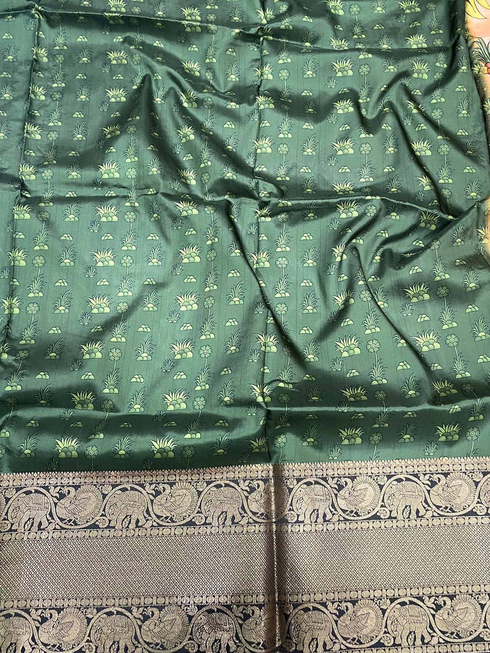 Peach Banarasi Silk Kalamkari Saree