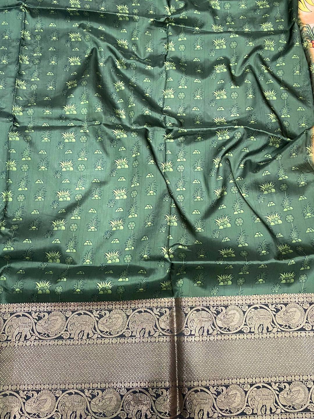 Peach Banarasi Silk Kalamkari Saree
