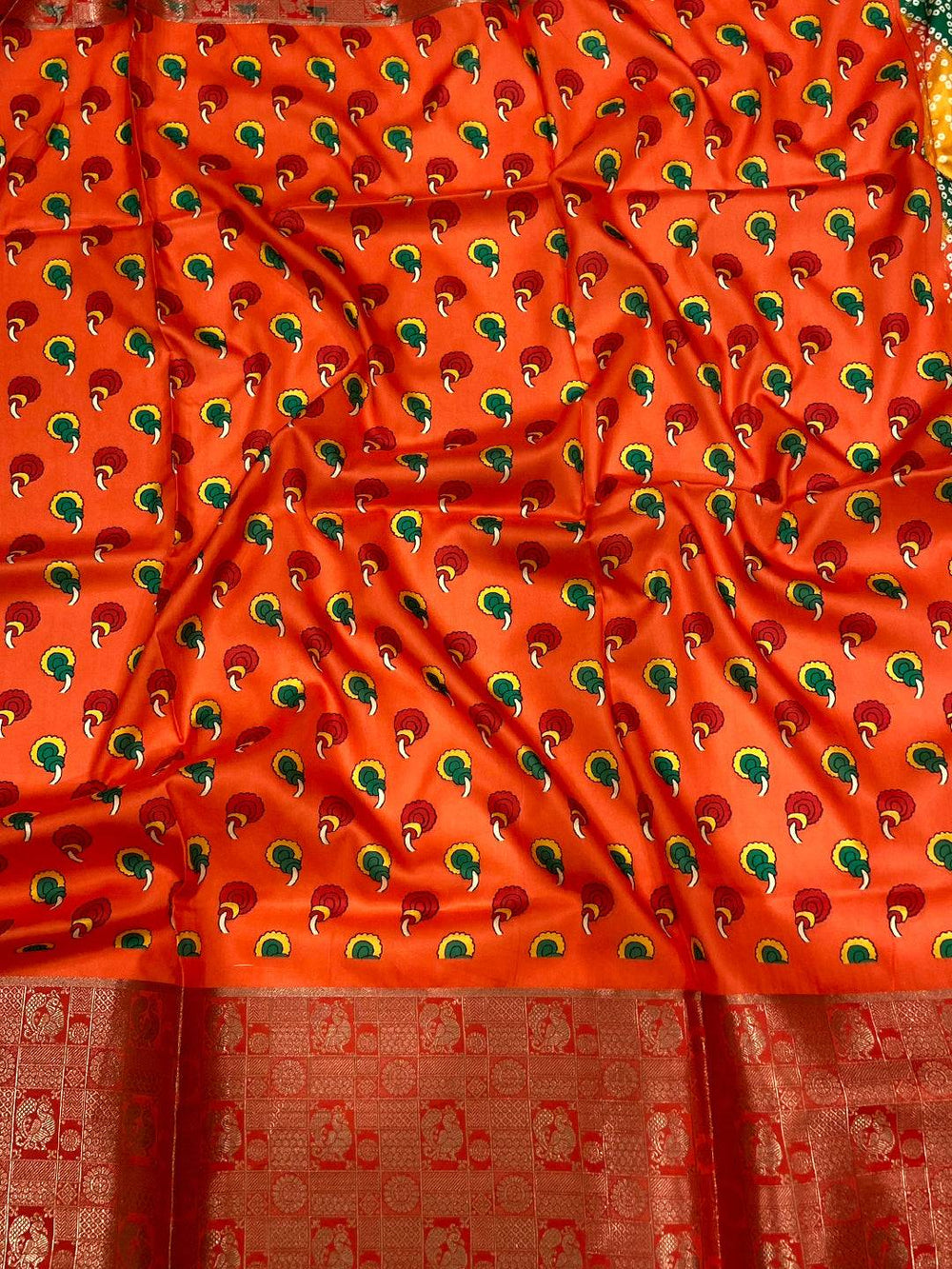 Multi Bandhej Printed Banarasi Saree