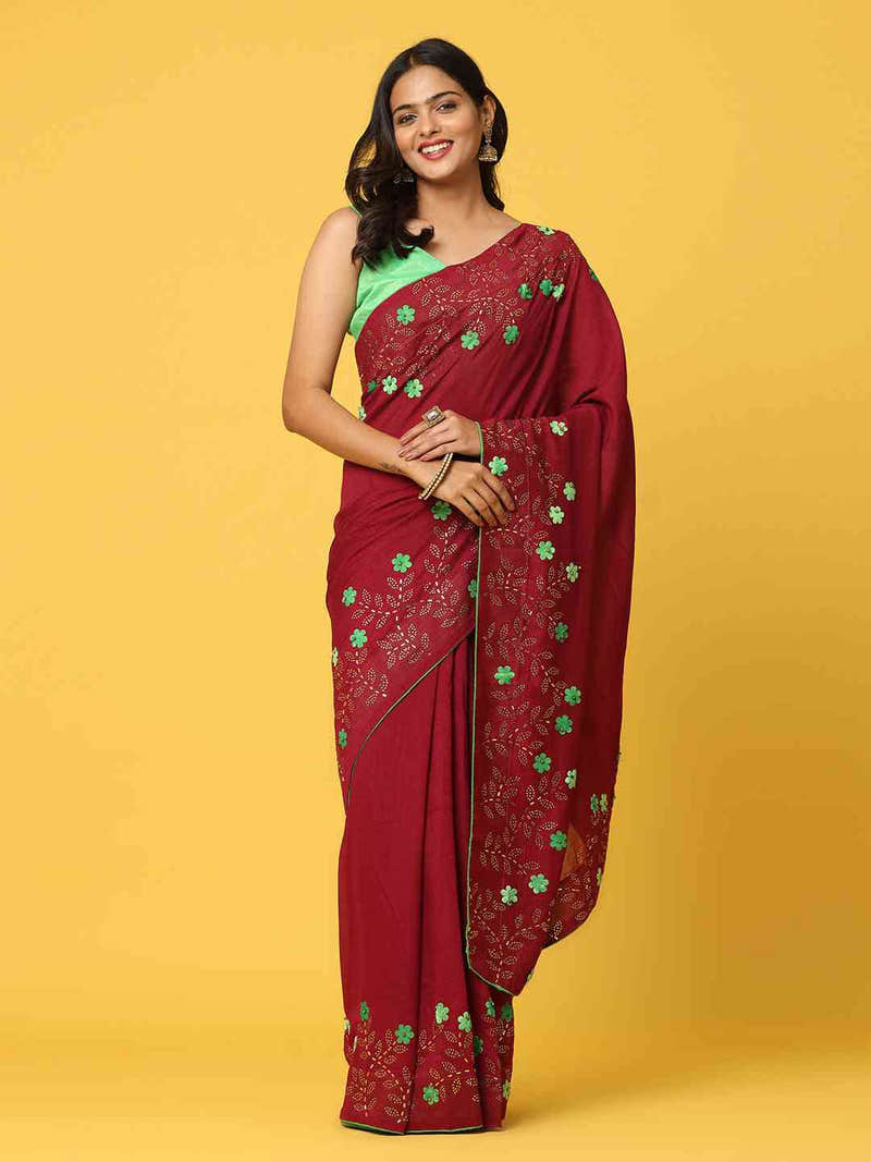 Exclusive Stone Work Party Wear Saree