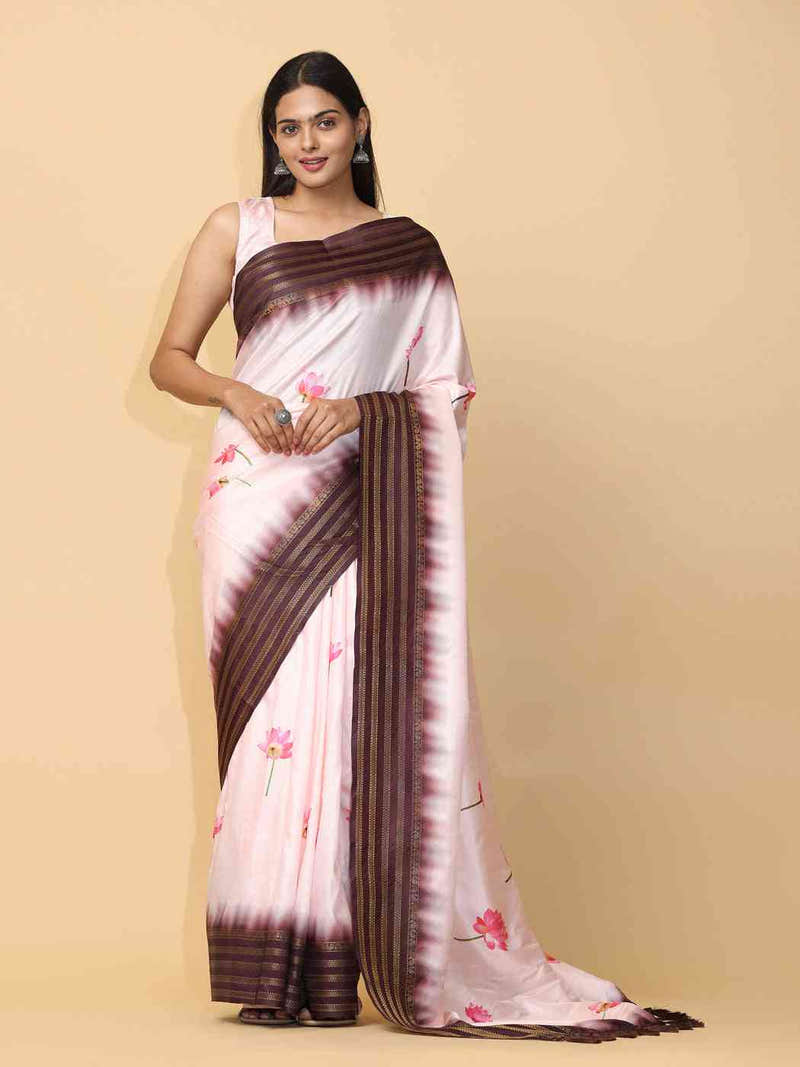 Peach Colour Soft Silk Pichwai Digital Print Saree